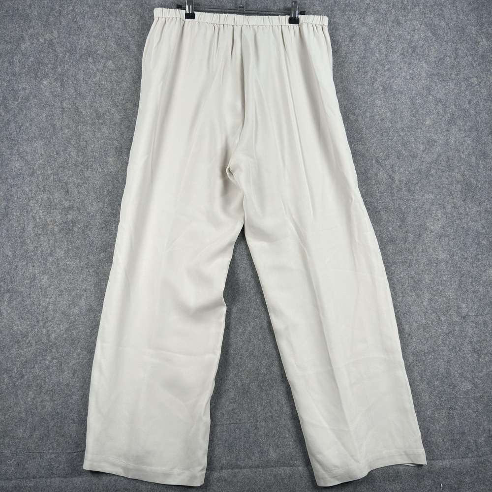 Eileen Fisher Pants Womens Medium White Silk Crepe Wide Leg Pull On Relaxed Fit - Picture 7 of 11